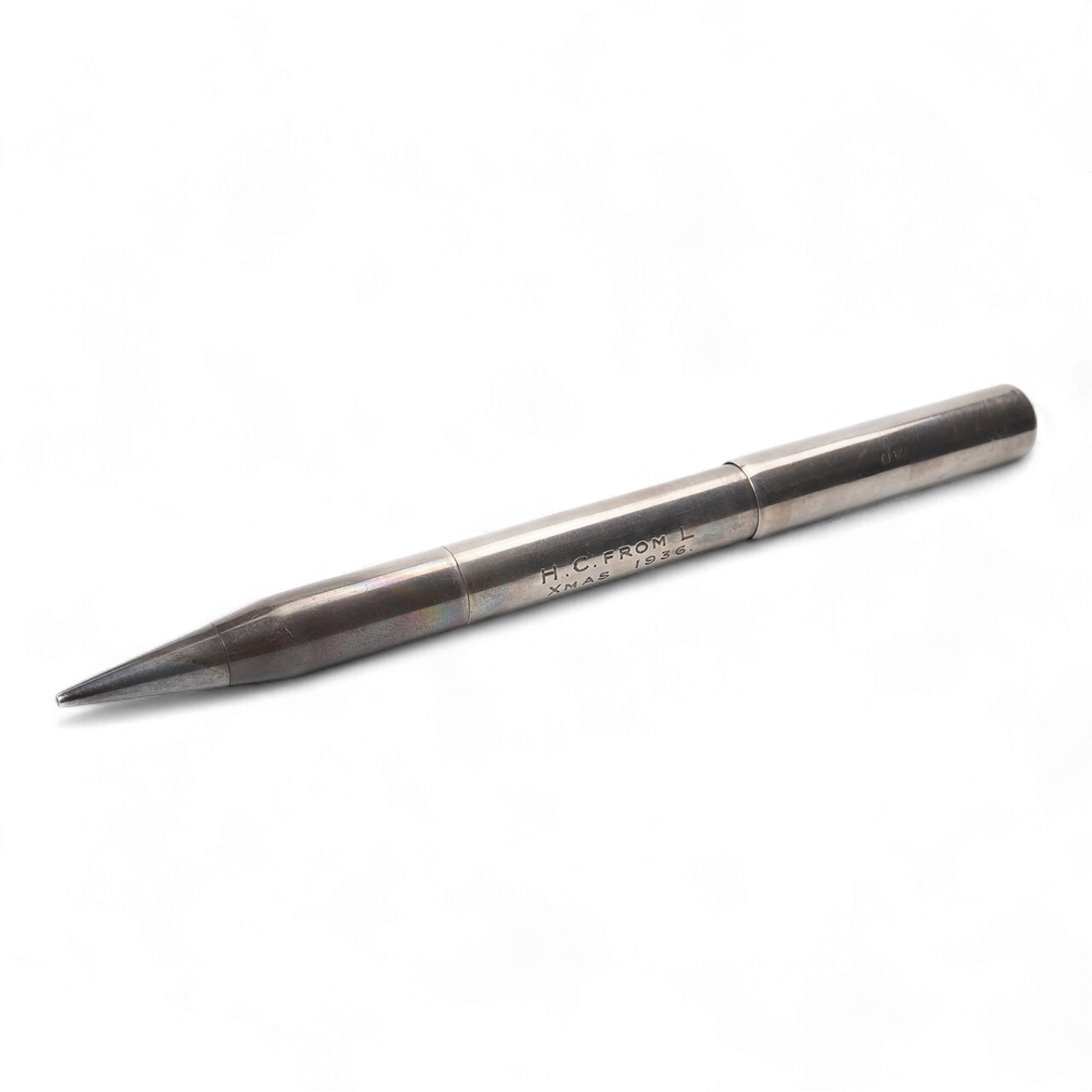 A rare A De la Rue Onoto Sterling silver combination fountain pen and pencil, lever filler and propelling pencil